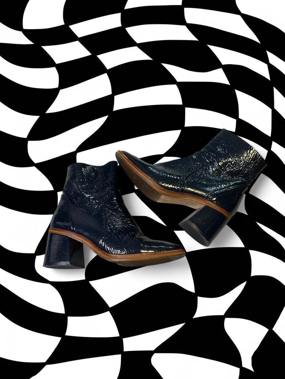 Mista London black snakeskin print ankle boots